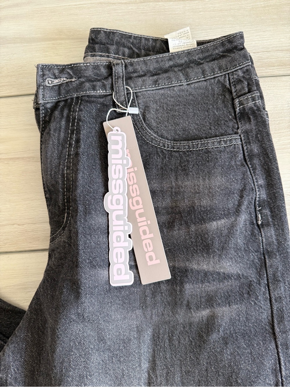 MISSGUIDED Wide Leg High Rise Black Denim Jeans Black Size 29 NWT IN PACKAGE - Picture 8 of 12